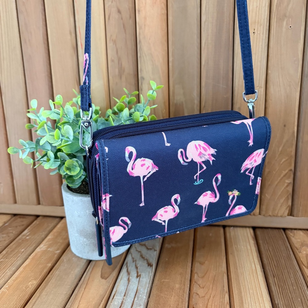Vera Bradley Flamingo Crossbody Bag - Navy and Pink - Picture 3 of 9